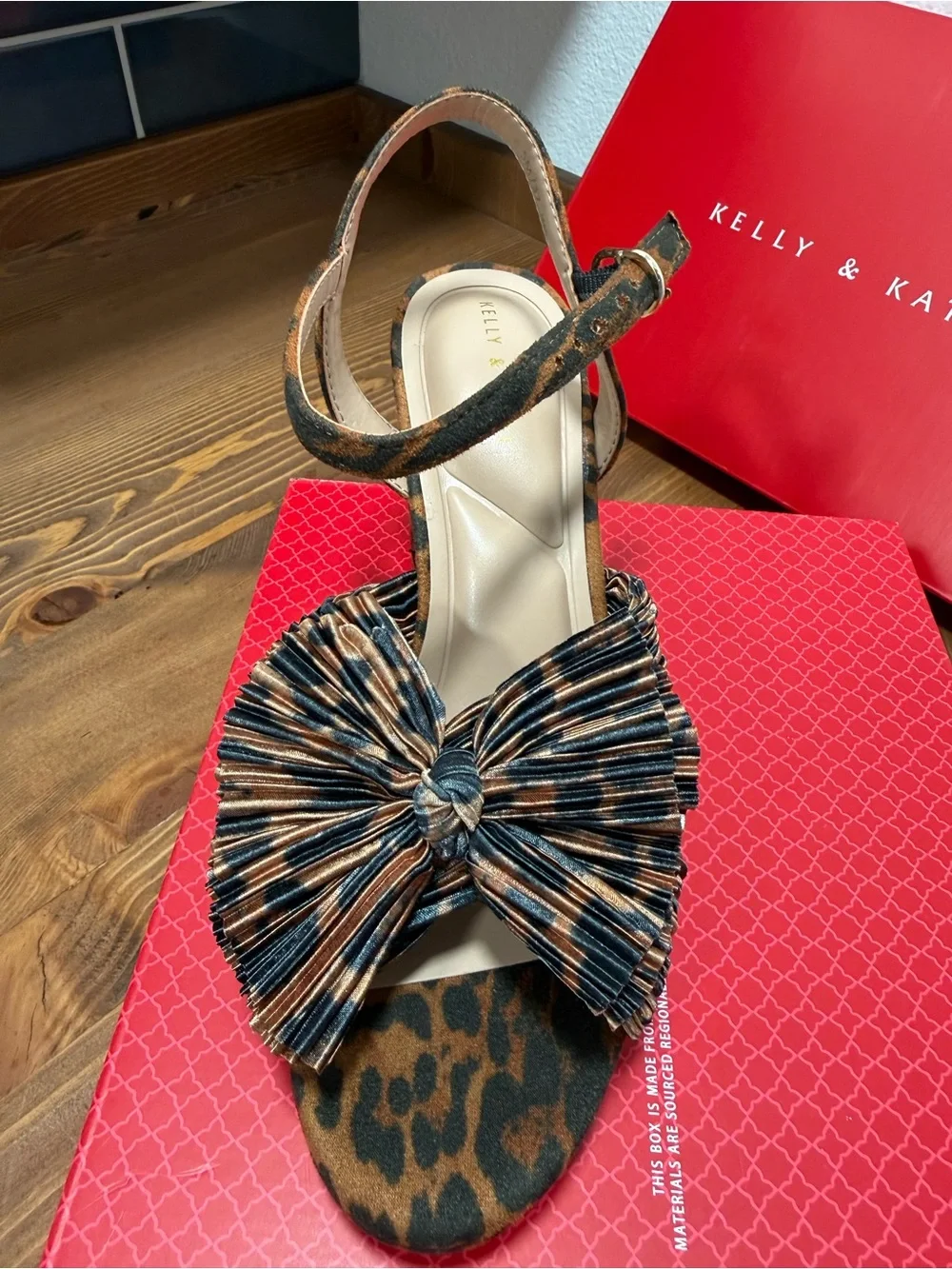 Leopard Print Bow Ankle-Strap Women shoes